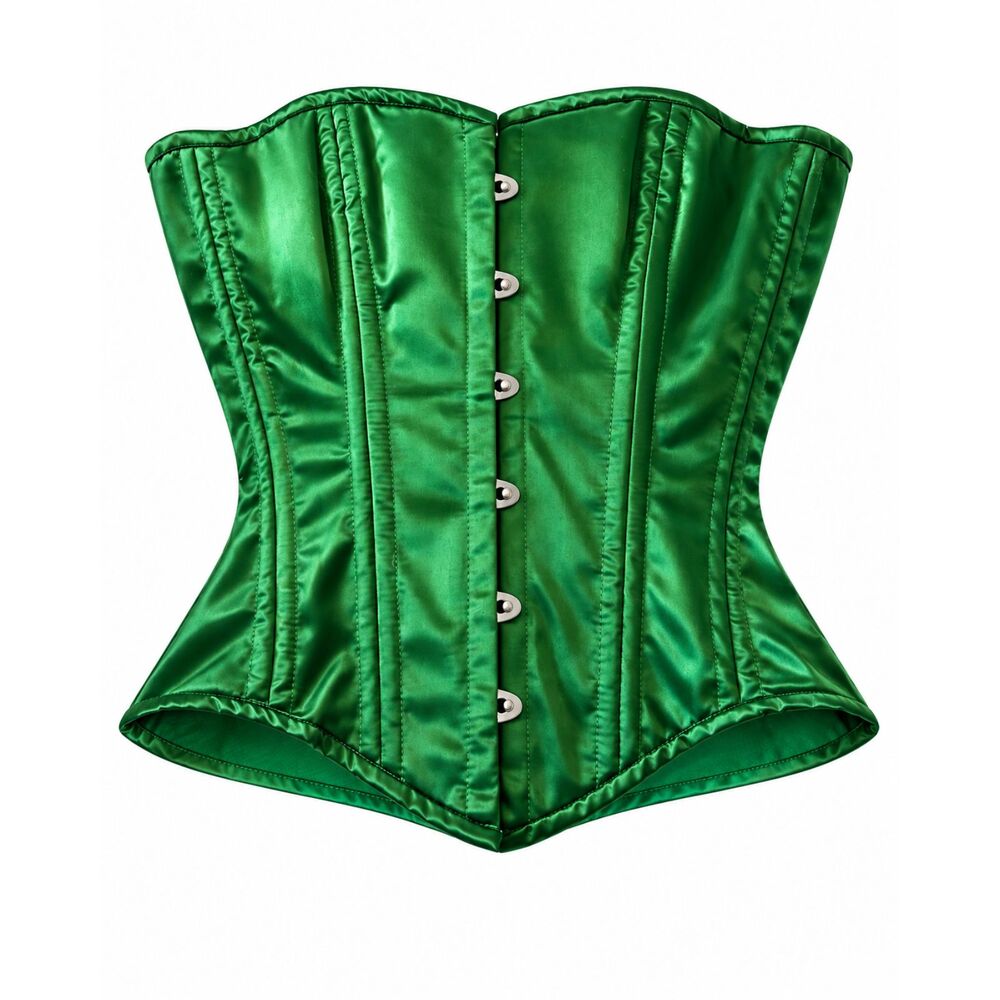 Dark Green Satin Overbust Corset Lace Up Back
